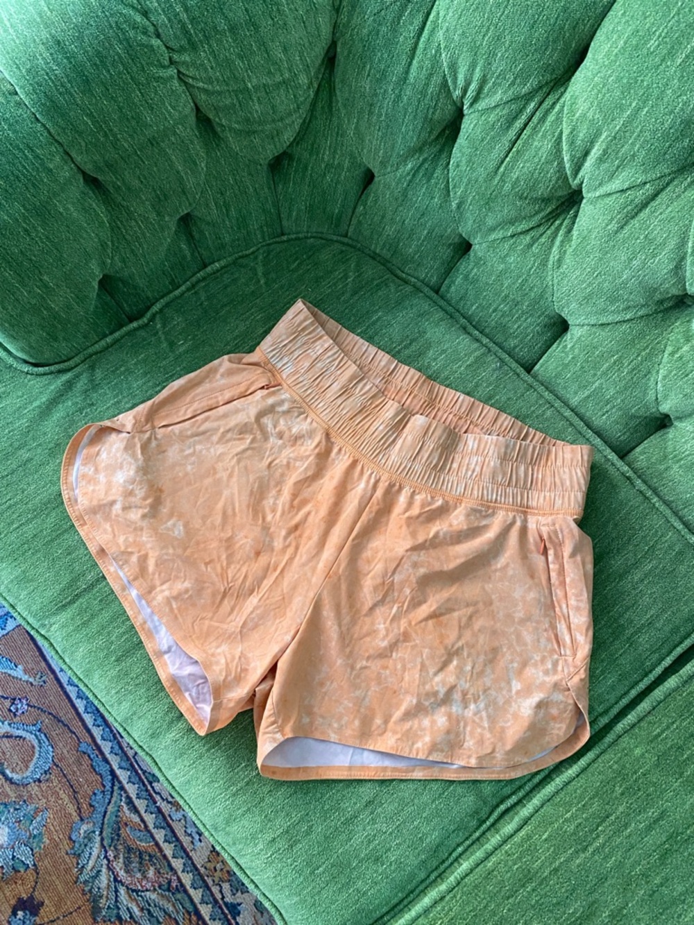 Women’s Light Orange Athletic Shorts with Elastic Waistband